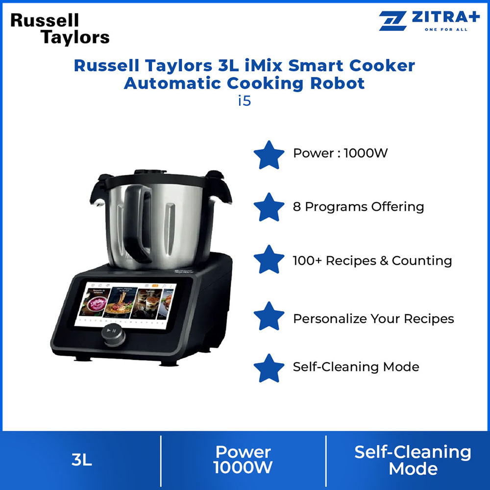 Russell Taylors 3L iMix Smart Cooker Automatic Cooking Robot i5 | Unlocking Culinary Precision | Cook Up to 3 Dishes | Seamless Cooking |  Smart Cooker with 2 Year Warranty