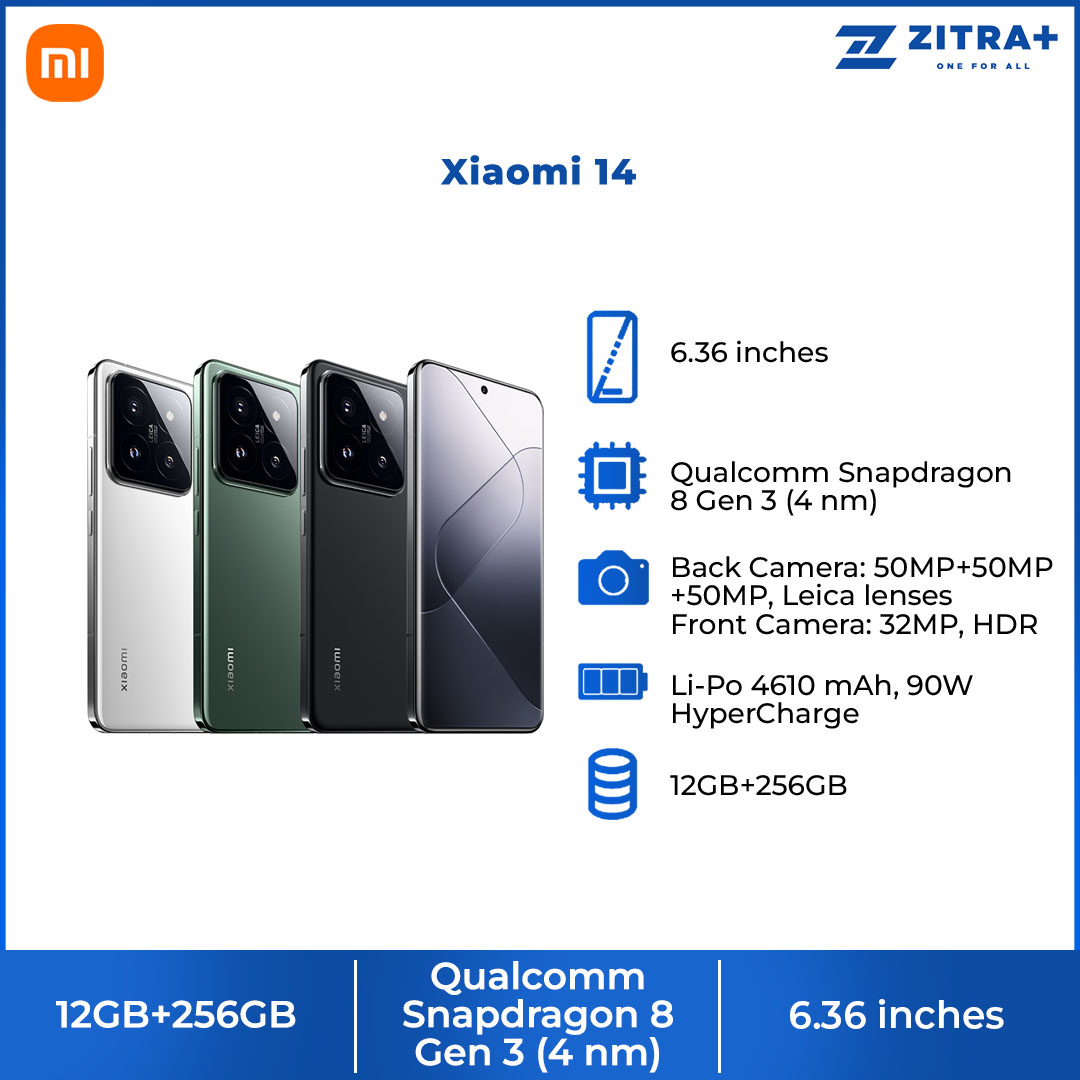 Xiaomi 14 12GB+256GB | Ultra-large Image Sensor | Supports Dolby Vision® Shooting | Leading Imagery | Compact Size | Smartphone with 1 Year Warranty