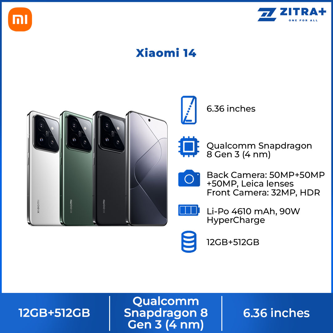 Xiaomi 14 12GB+512GB | Ultra-large Image Sensor | Supports Dolby Vision® Shooting | Leading Imagery | Compact Size | Smartphone with 1 Year Warranty