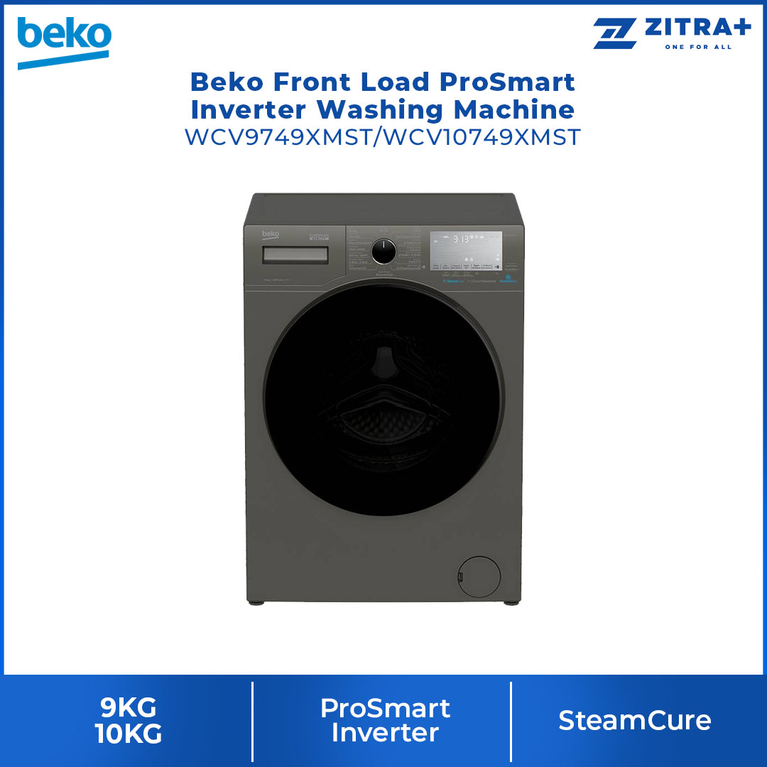 Beko Front Load ProSmart Inverter Washing Machine WCV10749XMST/WCV9749XMST | SteamCure | Fast+ | Child Lock | Overflow Safety | Bluetooth | Washing Machine with 2 Year Warranty