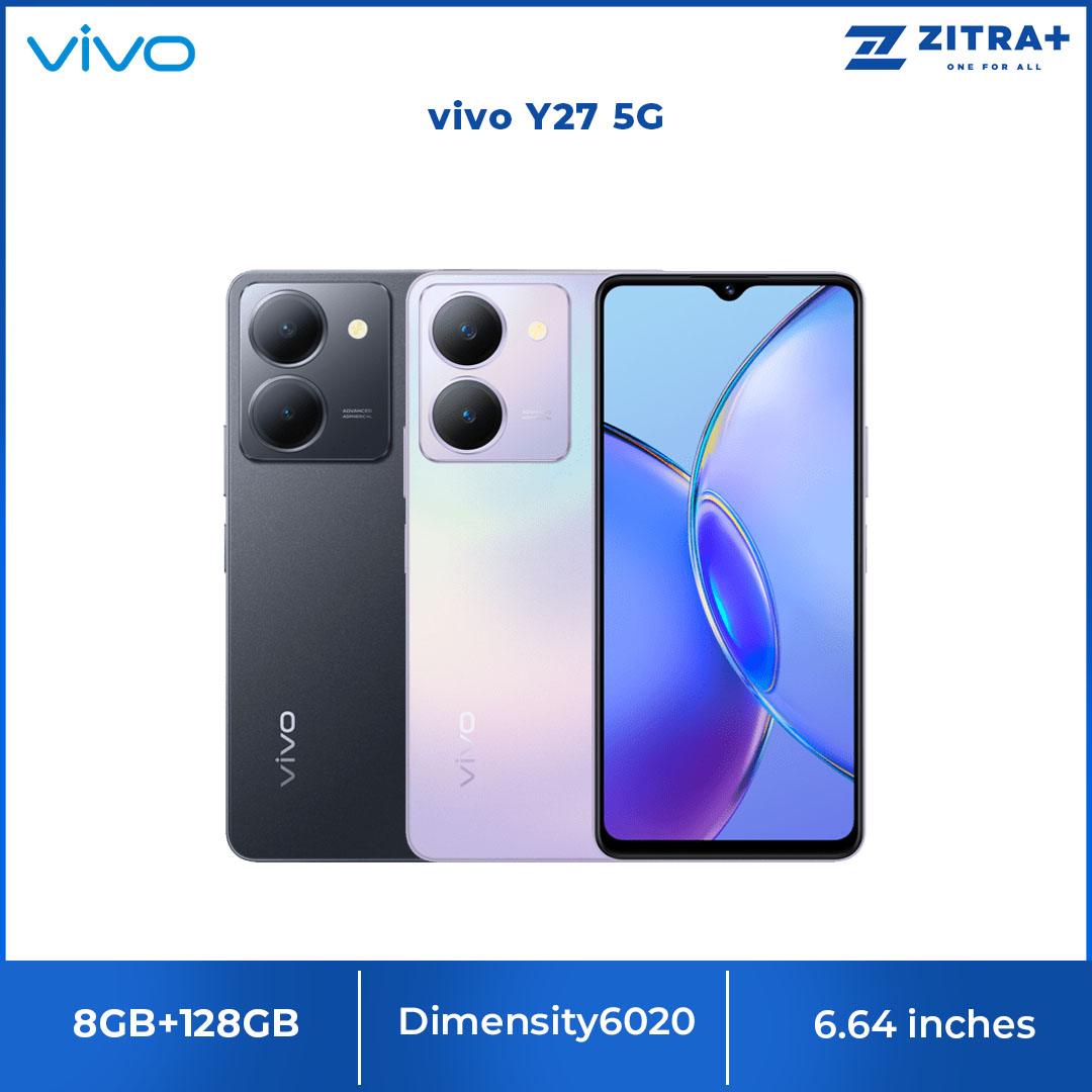 vivo Y27 5G 8GB+128GB | 6GB+6GB Extended RAM | 6.64" FHD+Sunlight Display | Dual-Mode 5G Chip | Smartphone with 1 Year Warranty