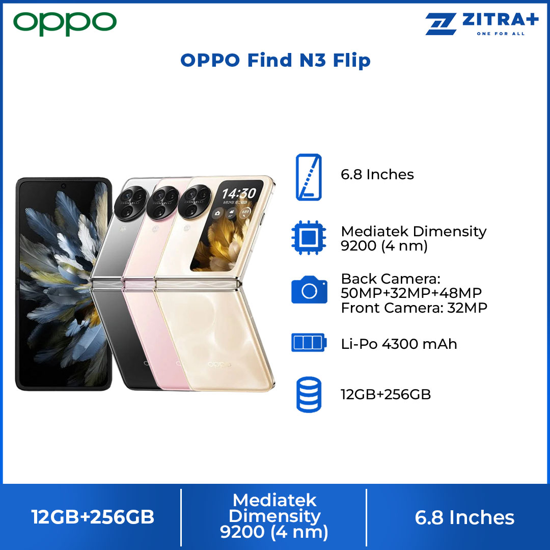 (Pre-Order till 27.10.2023) OPPO Find N3 Flip 12GB+256GB | 6.8" LTPO AMOLED Display | 50MP Camera | 4300mAh Battery | Smartphone with 1 Year Warranty