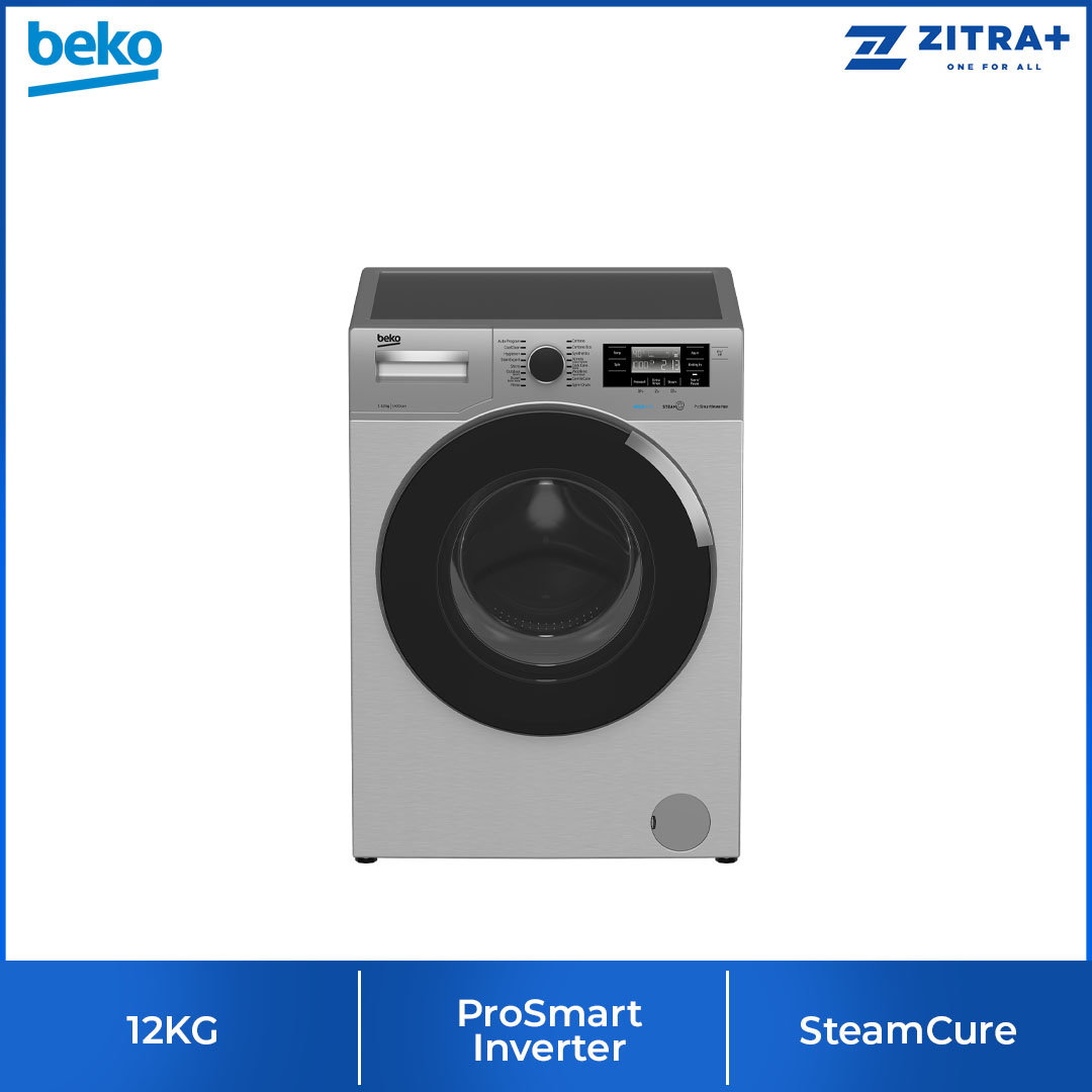 Beko 12KG Front Load ProSmart Inverter Washing Machine WTE12744PXSTN | AntiCrease | AquaWave | Extra Rinse | Steam | DrumClean | Washing Machine with 2 Year Warranty