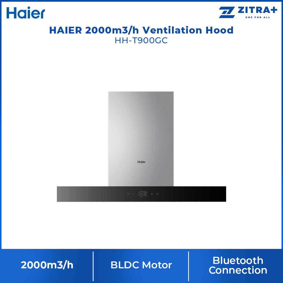 HAIER 2000m3/h Ventilation Hood HH-T900GC | BLDC Motor | Oil-Catch Self Clean Technology | Bluetooth Connection | Hood with 3 Year Warranty