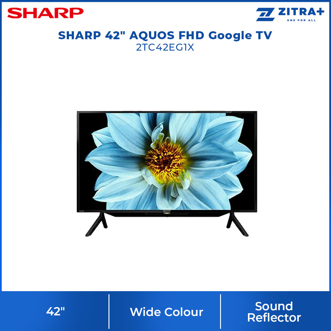 SHARP 42" AQUOS FHD Google TV 2TC42EG1X | X4 Revelation Processor | Slim Bezel Design | Sound Reflector | OK Google | Game Low Latency | Comfort Mode | Chromecast Built-In | Google TV with 2 Year Warranty