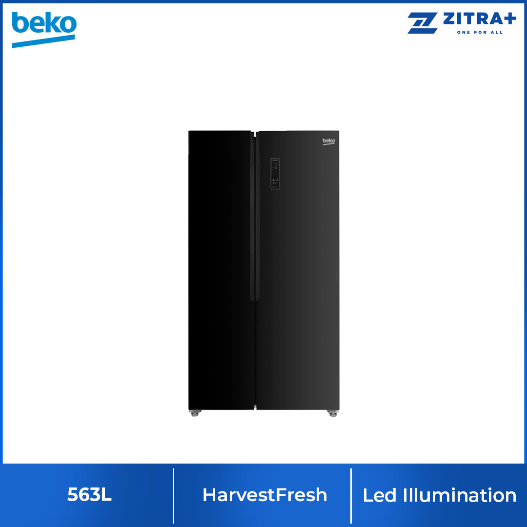 Beko 563L Side by Side ProSmart Inverter Refrigerator GNO563E40HFGBMY/GNO563E40HFKMY  | HarvestFresh | Led Illumination | Safety Glass | Twist & Serve Ice Cube Tray | Refrigerators with 2 Year Warranty