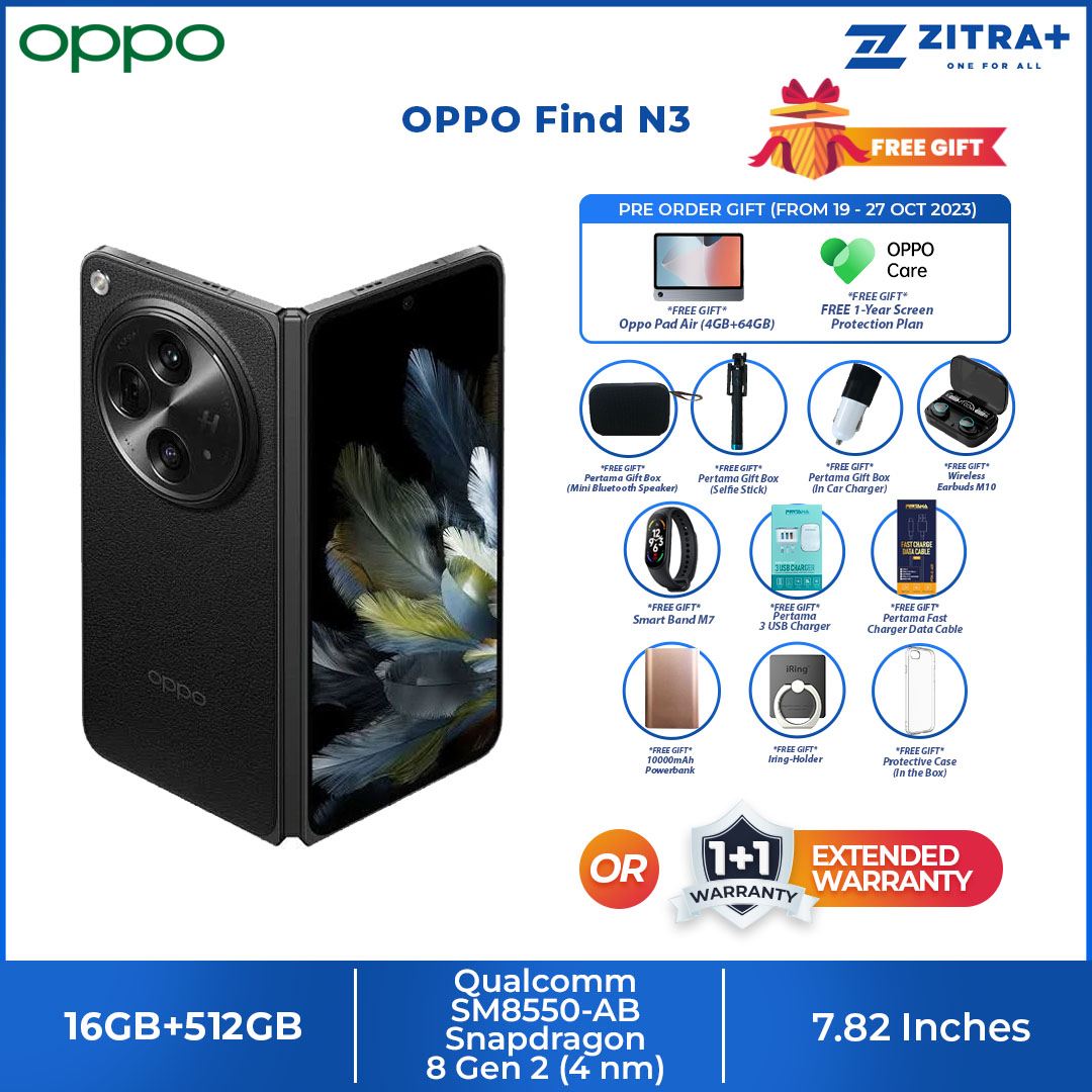 (Pre-Order till 27.10.2023) OPPO Find N3 16GB+512GB | 7.82" LTP03 OLED | 64MP Main Camera | 4805mAh Battery | NFC | Smartphone with 1 Year Warranty