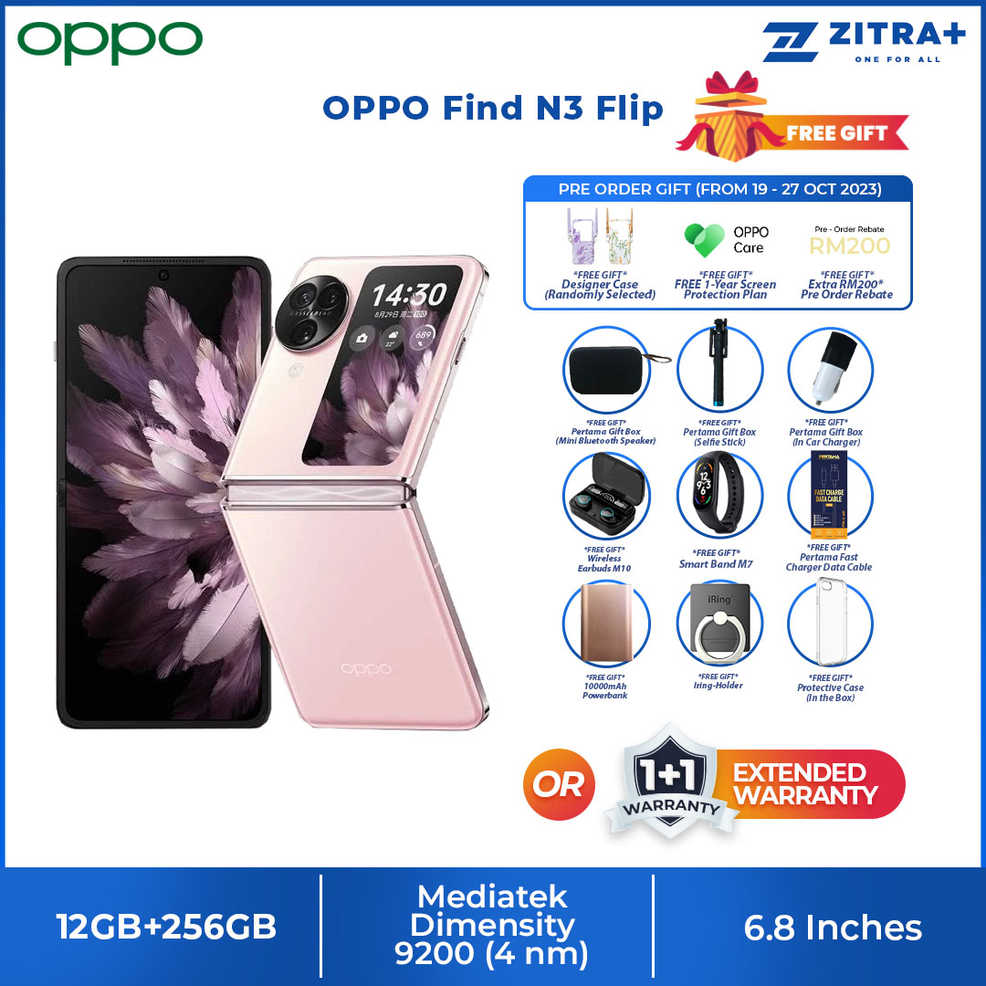 (Pre-Order till 27.10.2023) OPPO Find N3 Flip 12GB+256GB | 6.8" LTPO AMOLED Display | 50MP Camera | 4300mAh Battery | Smartphone with 1 Year Warranty