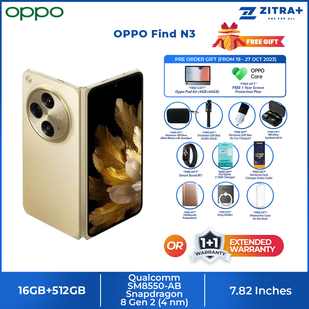 (Pre-Order till 27.10.2023) OPPO Find N3 16GB+512GB | 7.82" LTP03 OLED | 64MP Main Camera | 4805mAh Battery | NFC | Smartphone with 1 Year Warranty