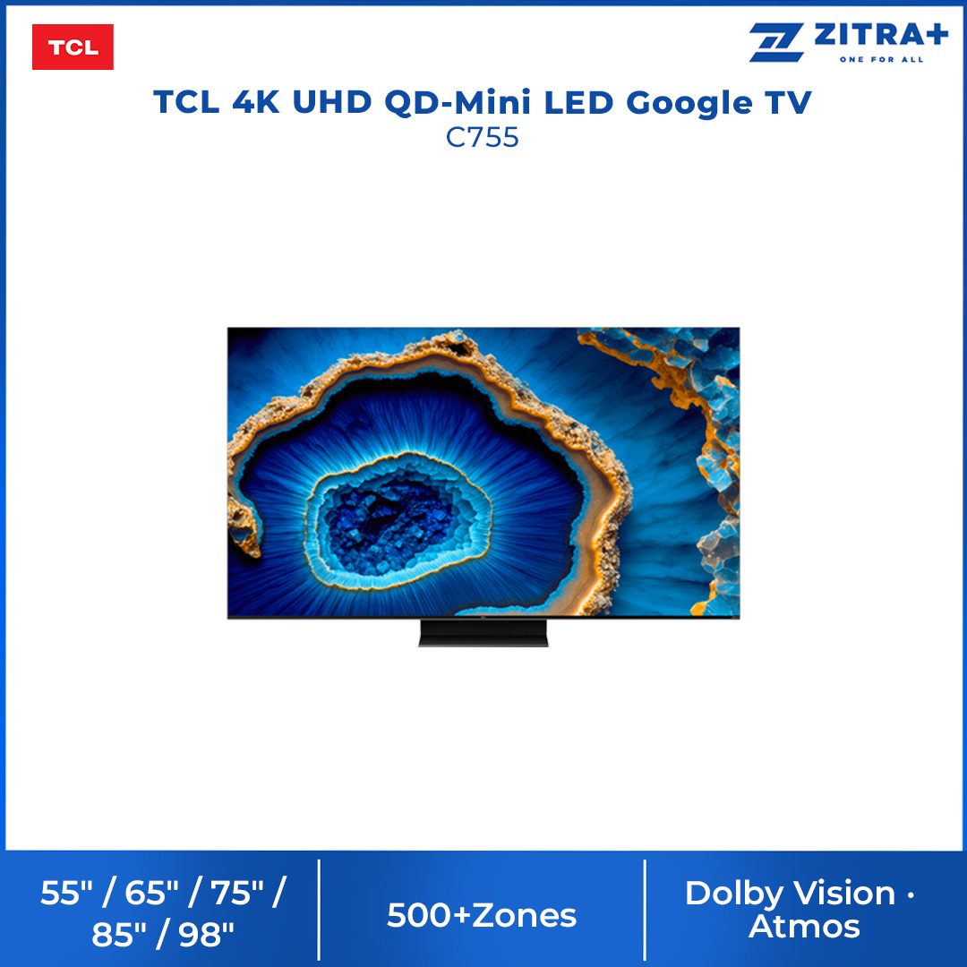 TCL 55" / 65" /75" / 85" / 98" 4K UHD QD-Mini LED Google TV | 55C755 / 65C755 / 75C755 / 85C755 / 98C755 | Full Array Local Dimming | IMAX Enhanced | Google TV with 2 Year Warranty