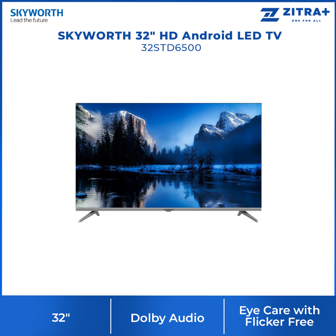 SKYWORTH 32"/40"/43" HD/FHD Android LED TV | 32STD6500 / 40STD6500 / 43STD6500 | Seamless Metal Frame Design | Game Mode |  Android LED TV with 2 Year Warranty