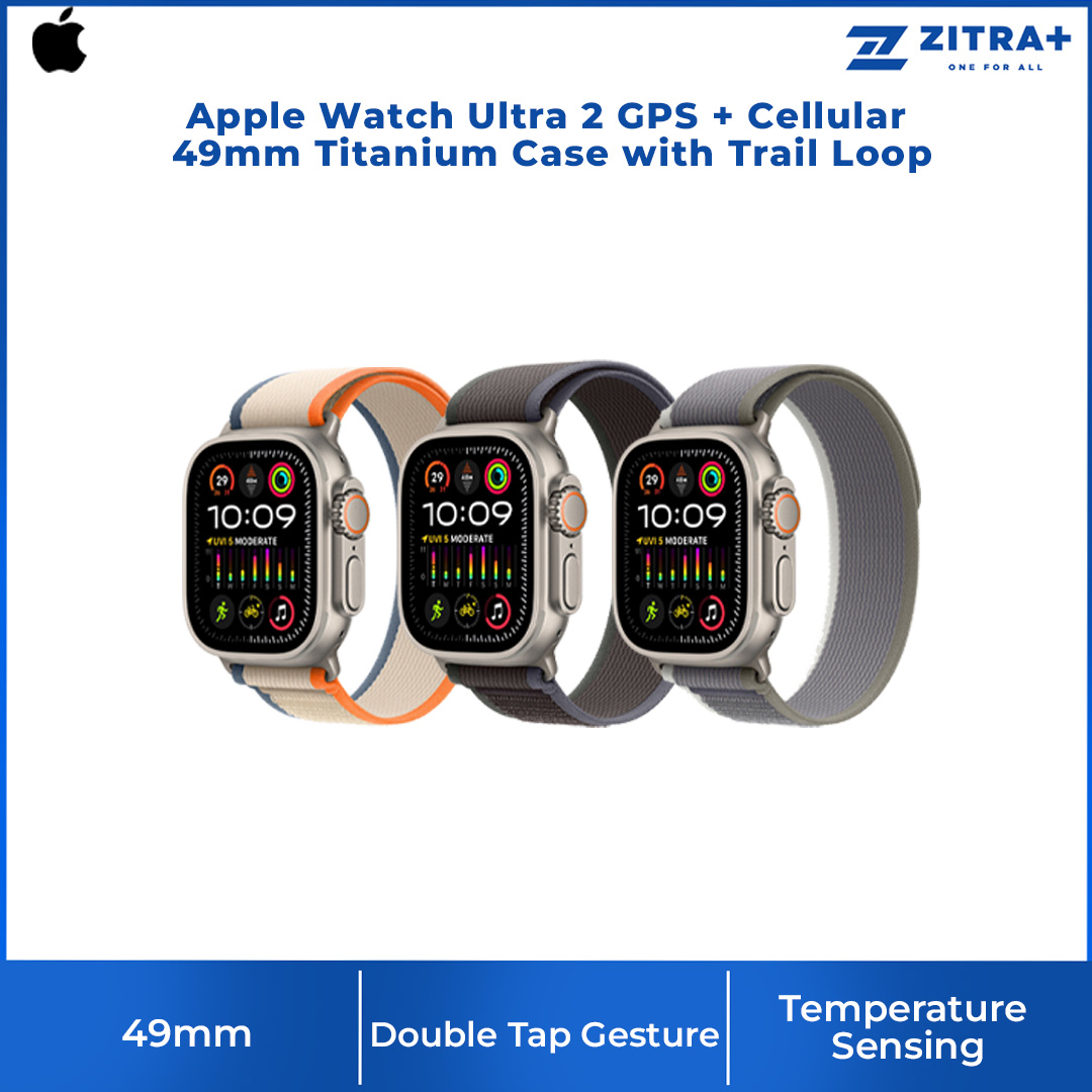 Apple Watch Ultra 2 Titanium Case with Trail Loop GPS+Cellular 49mm | 1.92" Display | Water Resistance 100m | IP6X Dust Resistance | Smart Watch with 1 Year Warranty