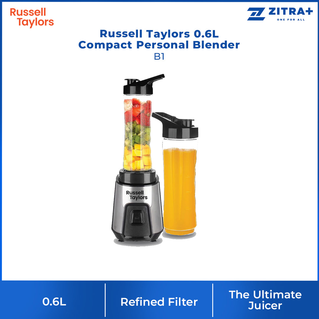 Russell Taylors 0.6L Compact Personal Blender B1 | 250W Power | BPA Free Containers | Nutrient Extraction | Blender with 2 Year Warranty