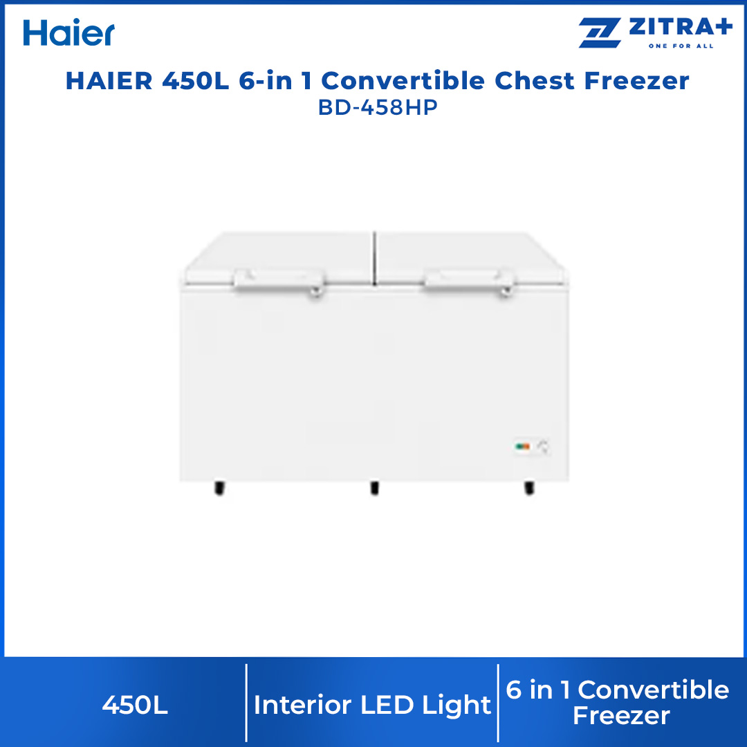 HAIER 332L/450L/535L/750L 6-in 1 Convertible Chest Freezer BD-328HP/BD-458HP/BD-568HP/BD-788HP | Fast Freezing | Convertible Cooling | PCM Metal Inner Plate | Freezer with 2 Year Warranty
