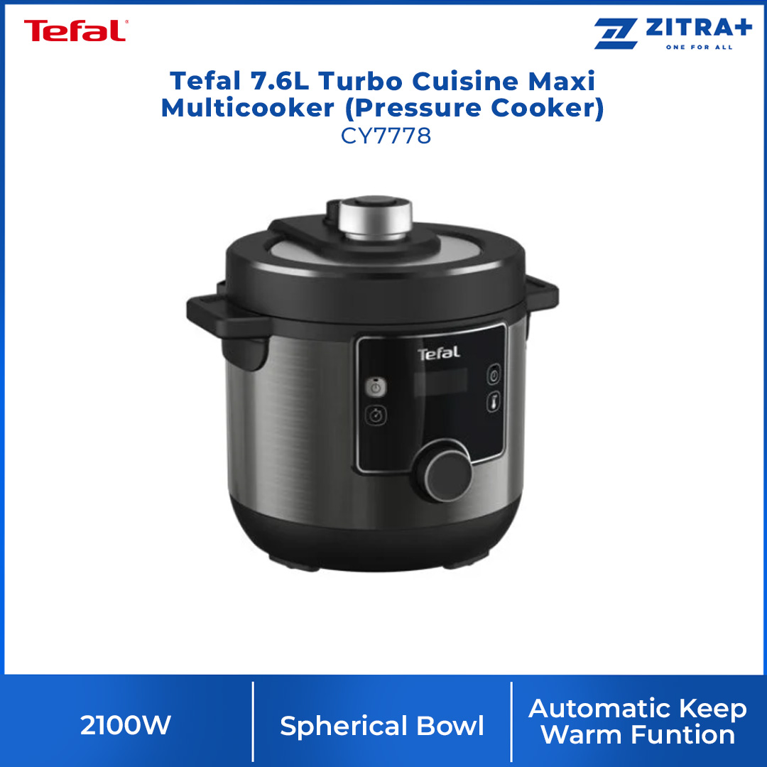 Tefal 7.6L Turbo Cuisine Maxi Multicooker (Pressure Cooker) CY7778 | 10 Automatic Programs | Serves up to 8 People | Non-stick Coating | Cooker with 2 Year Warranty