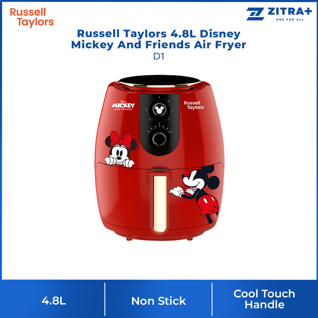 Russell Taylors 4.8L Disney Mickey And Friends Air Fryer D1 | 1500W Power |  Rapid Air Technology | Auto-Shut Off | Air Fryer with 2 Year Warranty