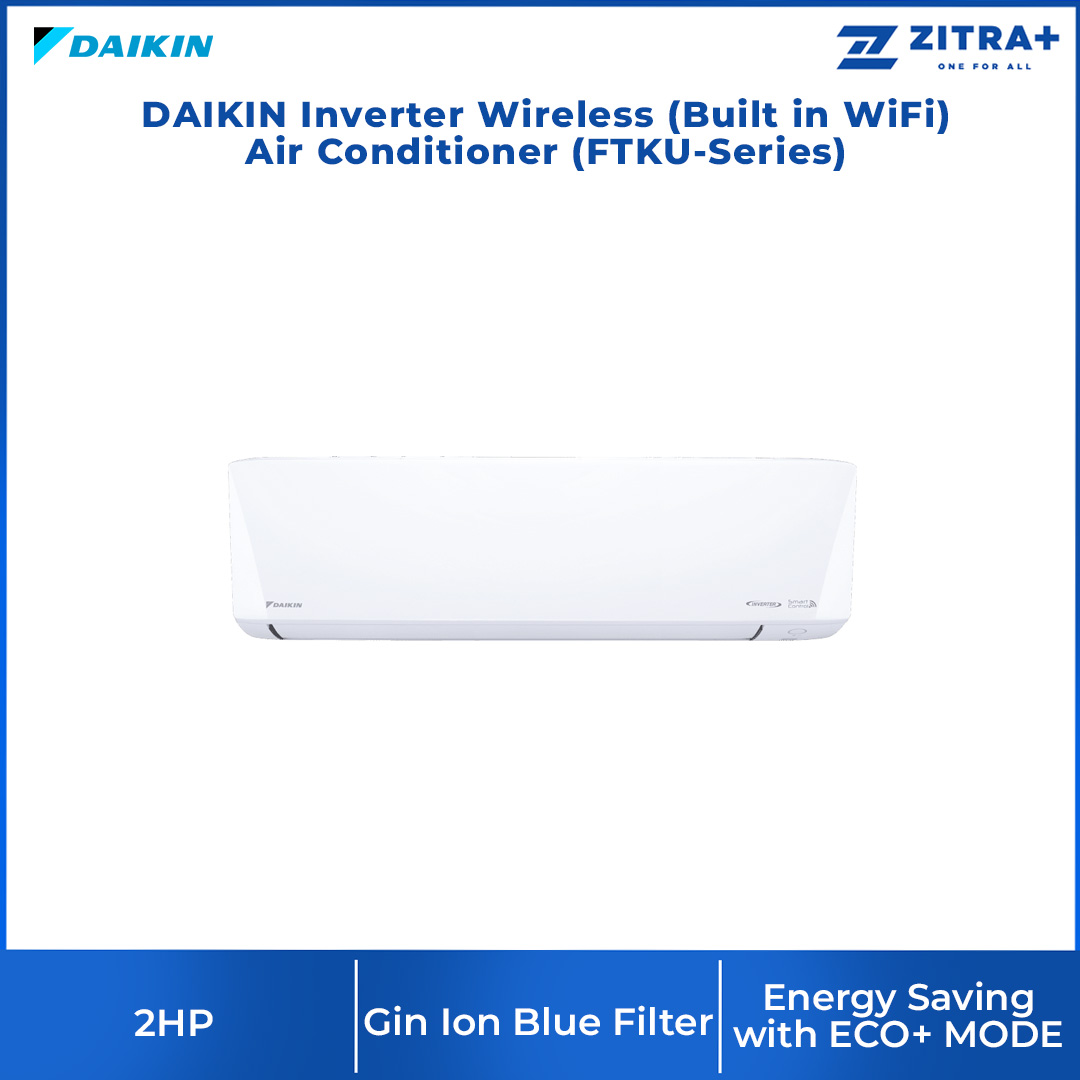DAIKIN 1HP/1.5HP/2HP/2.5HP Inverter Wireless (Built in WiFi) Air Conditioner Series FTKU28/FTKU35/FTKU50/FTKU60 | 3D Airflow | Breeze Airflow | Eco+Mode | Air Conditioner with 1 Year Warranty