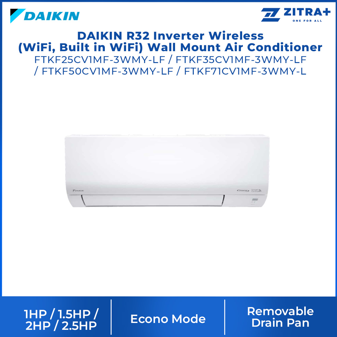 DAIKIN 1HP/1.5HP/2HP/2.5HP R32 Inverter Wireless (WiFi, Built in WiFi) Wall Mount Air Conditioner | Econo Mode | Smart Control | Gin-Ion Blue Filter | Air Conditioner with 1 Year Warranty