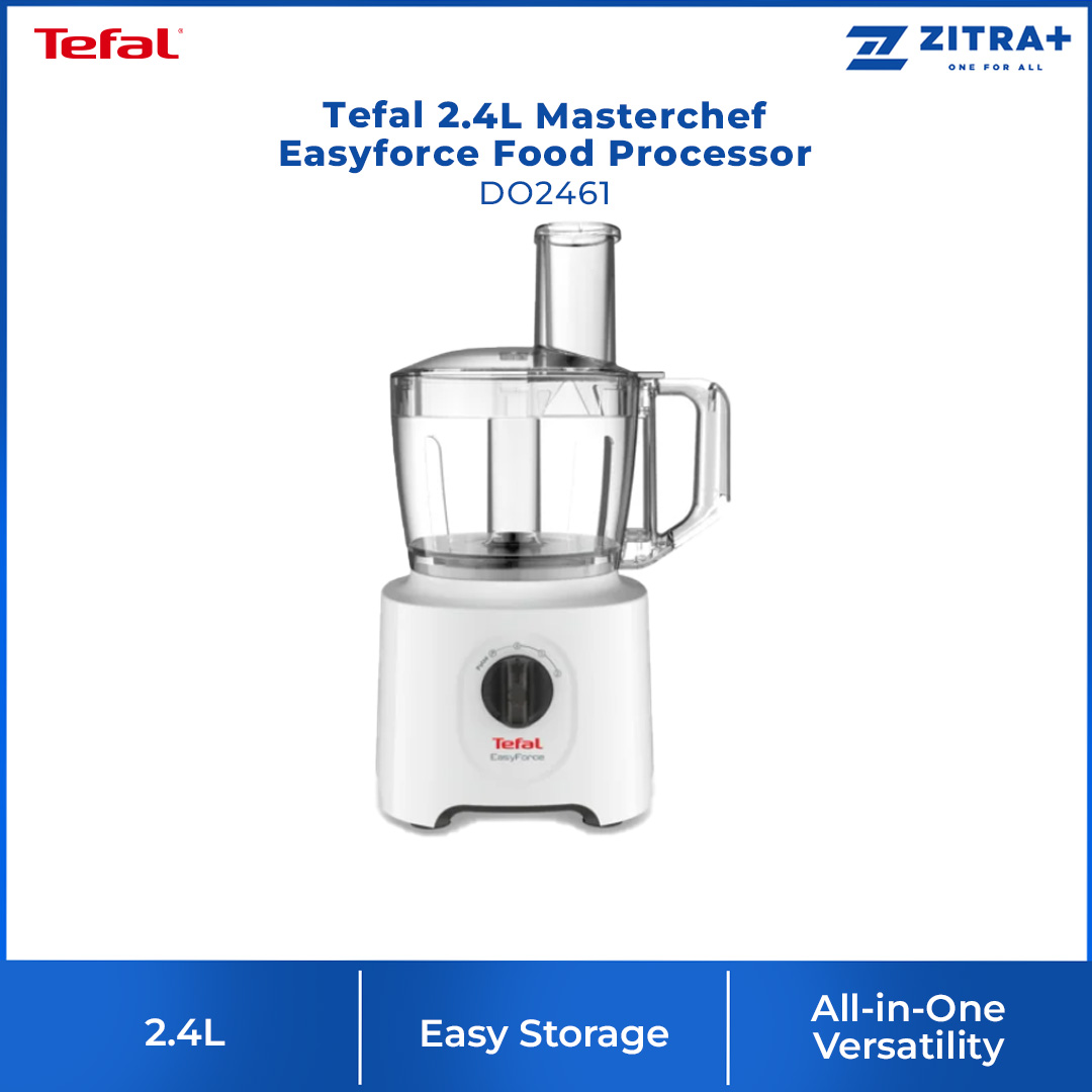 Tefal 2.4L Masterchef Easyforce Food Processor DO2461 | Two Speeds and Pulse Setting | Easy Storage | Easy Cleaning | Food Processor with 2 Year Warranty