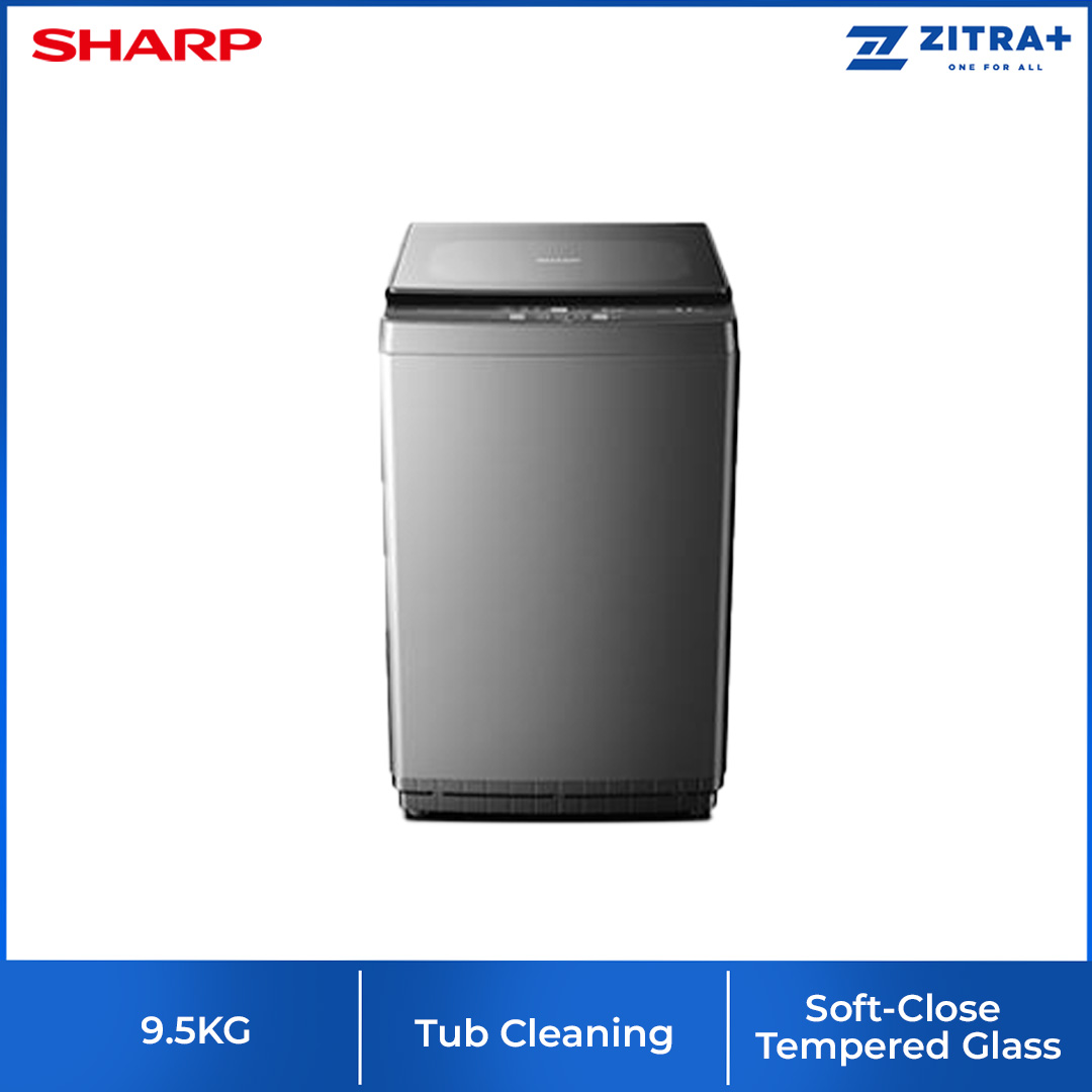 SHARP 9.5KG/15KG/20KG Top Load Fully Auto Washing Machine | SS Drum | LED Digit | Wind Dry | Auto Soak | Child Lock | Child Proof | Auto Restart | S-Pulsator | Fuzzy Control | Smart Filter | Error Notification | Washing Machine with 2 Year Warranty