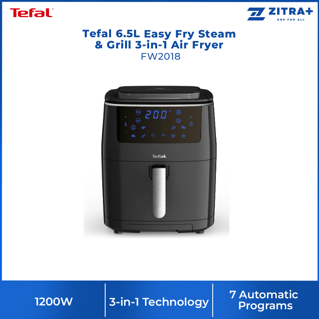 Tefal 6.5L Easy Fry Steam & Grill 3-in-1 Air Fryer FW2018 | 7 Automatic Programs | 3 Manual Modes | XXL Capacity | Air Fryer with 2 Year Warranty