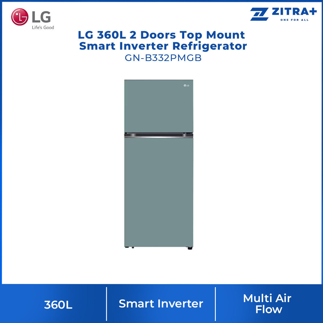 LG 360L 2 Doors Top Mount Smart Inverter Refrigerator GN-B332PBGB/ GN-B332PMGB/ GN-B332PPGB | Door Cooling+™ | Multi Air Flow | Smart Diagnosis™ | Refrigerator with 1 Year Warranty