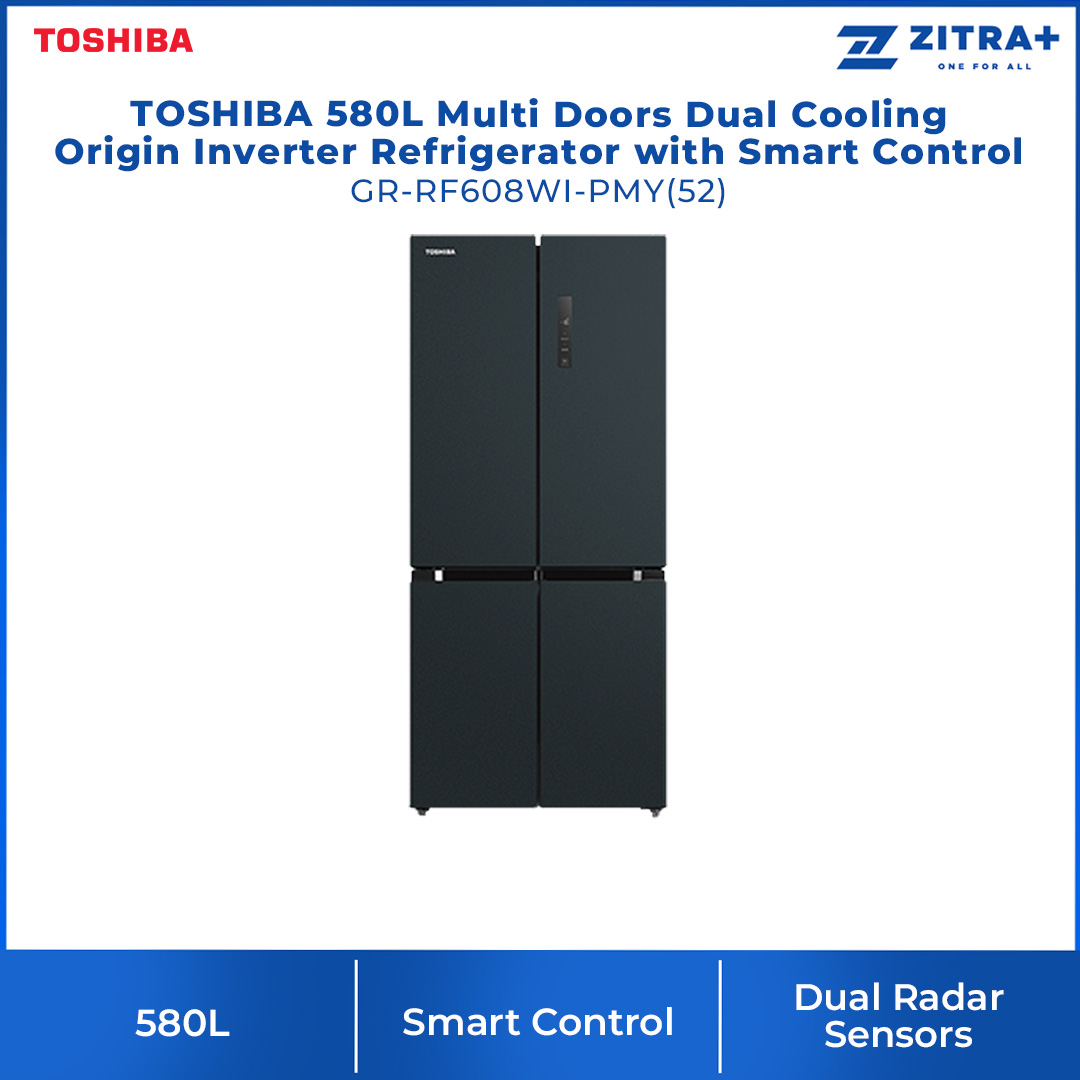TOSHIBA 580L Multi Doors Dual Cooling Origin Inverter Refrigerator with Smart Control GR-RF608WI-PMY(52) | PureBIO | Dual Cooling | Smart Control | Refrigerator with 2 Year Warranty