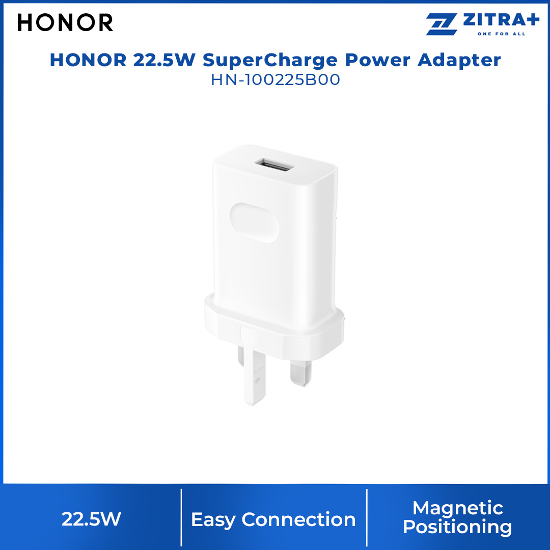 HONOR 22.5W SuperCharge Power Adapter HN-100225B00 | Multiple Security Protections | Input: 100-240v | Output: 5v-2A | Power Adapter with 1 Year Warranty