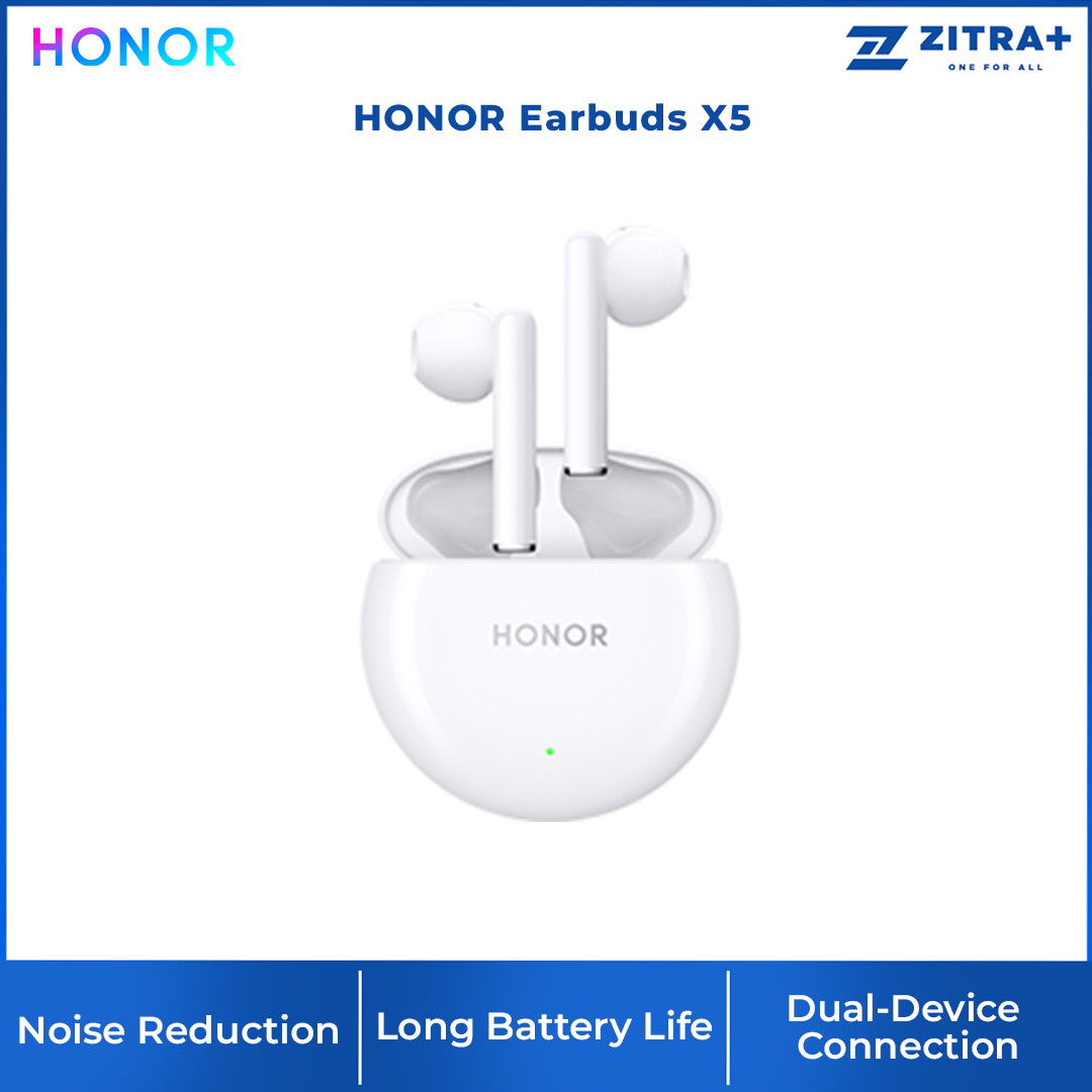 HONOR Earbuds X5 | 13.4mm Large Diaphragm | Lightweight | Snug Fit | 27 Hours Long Battery Life | Noise Reduction | Earbuds with 1 Year Warranty