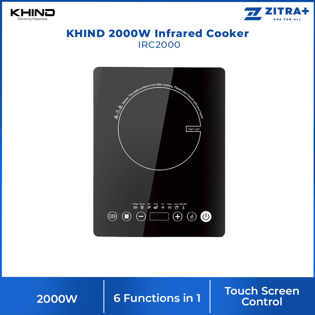 KHIND 2000W Infrared Cooker IRC2000 | 6 Functions in 1 | Touch Screen Control | Overheat Protection | Auto Switch Off | Infrared Cooker with 1 Year Warranty