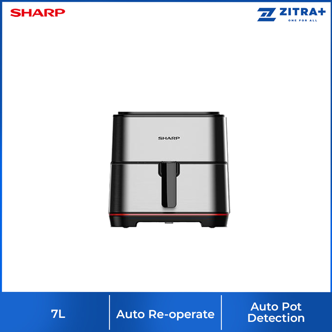 SHARP 7L Air Fryer KFAF70MBK/KFAF70MST | Drop Off Protection | Auto Pot Detection | Auto Re-Operate | Auto Stop | Air Fryer with 1 Year Warranty