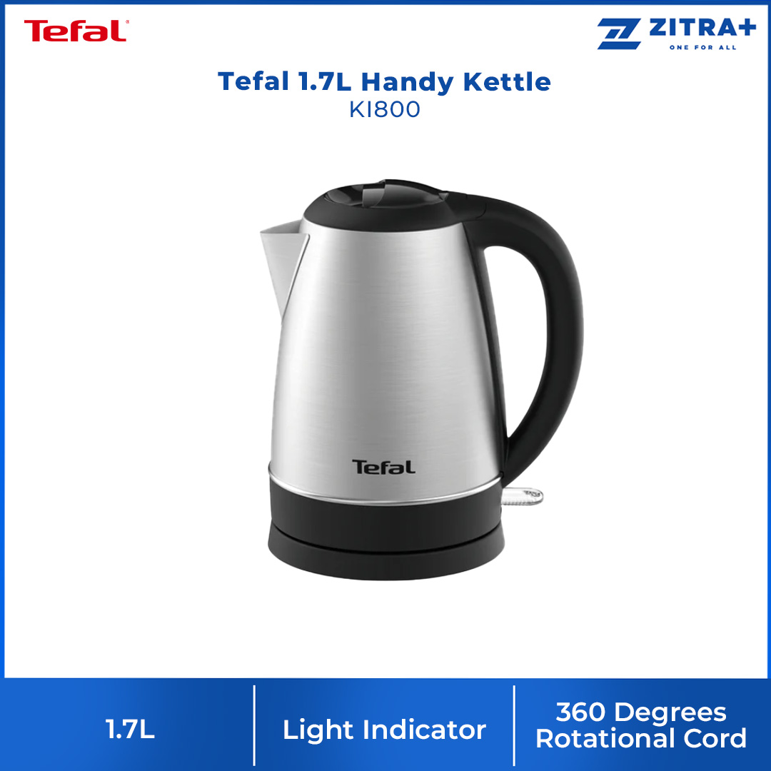 Tefal 1.7L Handy Kettle KI800 | 2200W Power | Auto Switch-Off with Light Indicator | Boil Dry & Overheat Protection | Kettle with 2 Year Warranty