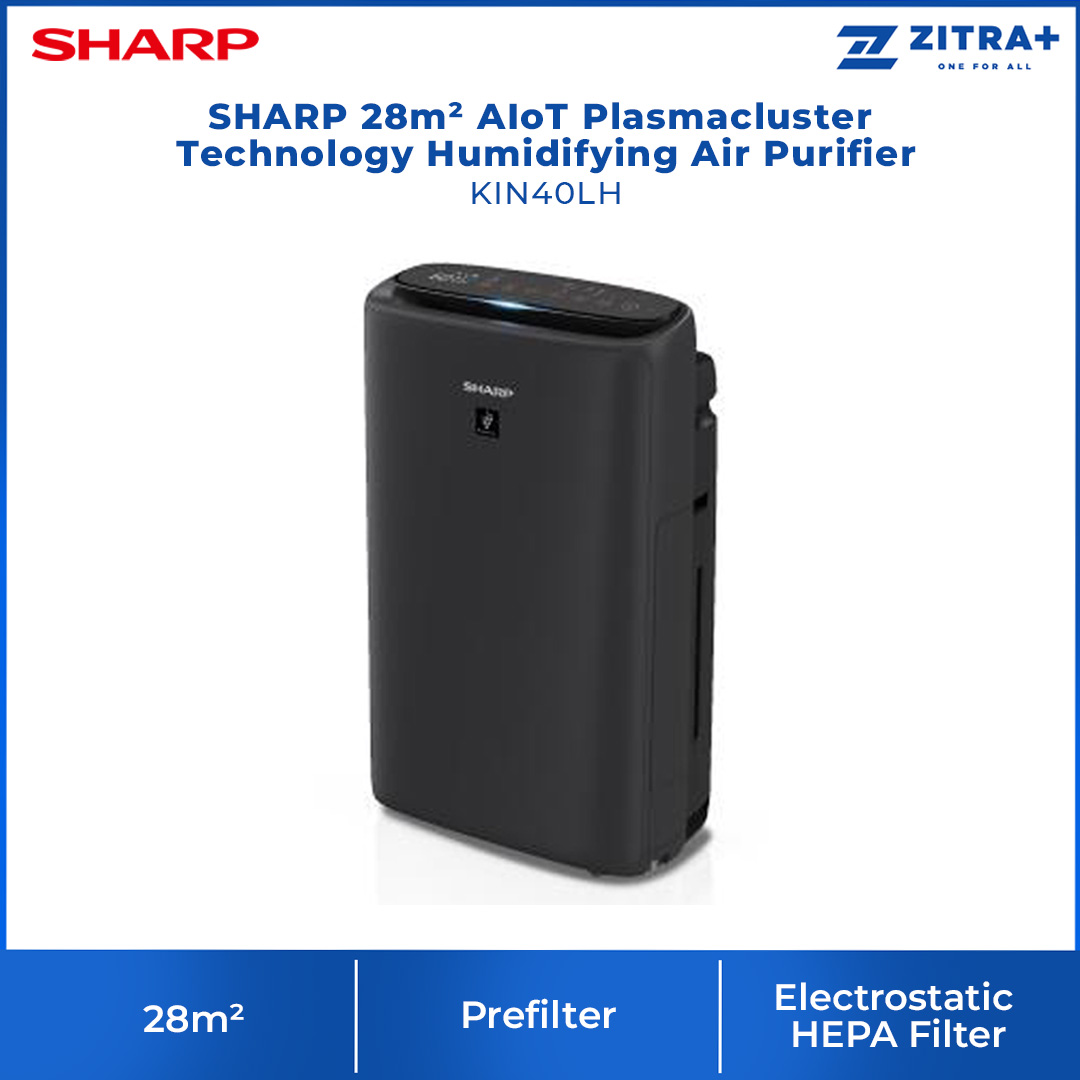 SHARP 28m² AIoT Plasmacluster Technology Humidifying Air Purifier KIN40LH | Ion Technology | Humidification | Intelligent Mode | Auto Mode | Air Purifier with 1 Year Warranty