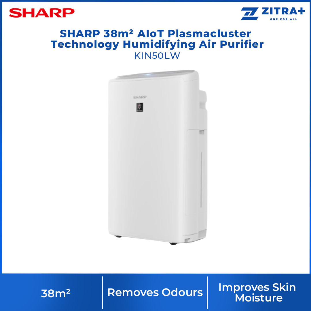 SHARP 38m² AIoT Plasmacluster Technology Humidifying Air Purifier KIN50LW | Ion Technology | Humidification | Intelligent Mode | Auto Mode | Air Purifier with 1 Year Warranty