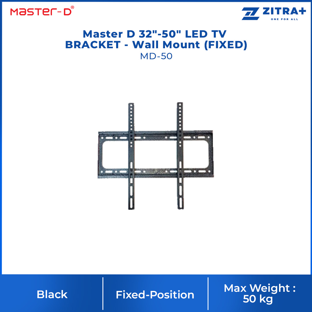 Master D 32"-80" LED TV BRACKET - Wall Mount (FIXED) MD-50 / MD-70 / MD-4080 | Max Weight: 80Kg | Wall Distance: 23mm | Thickness: 1.2mm