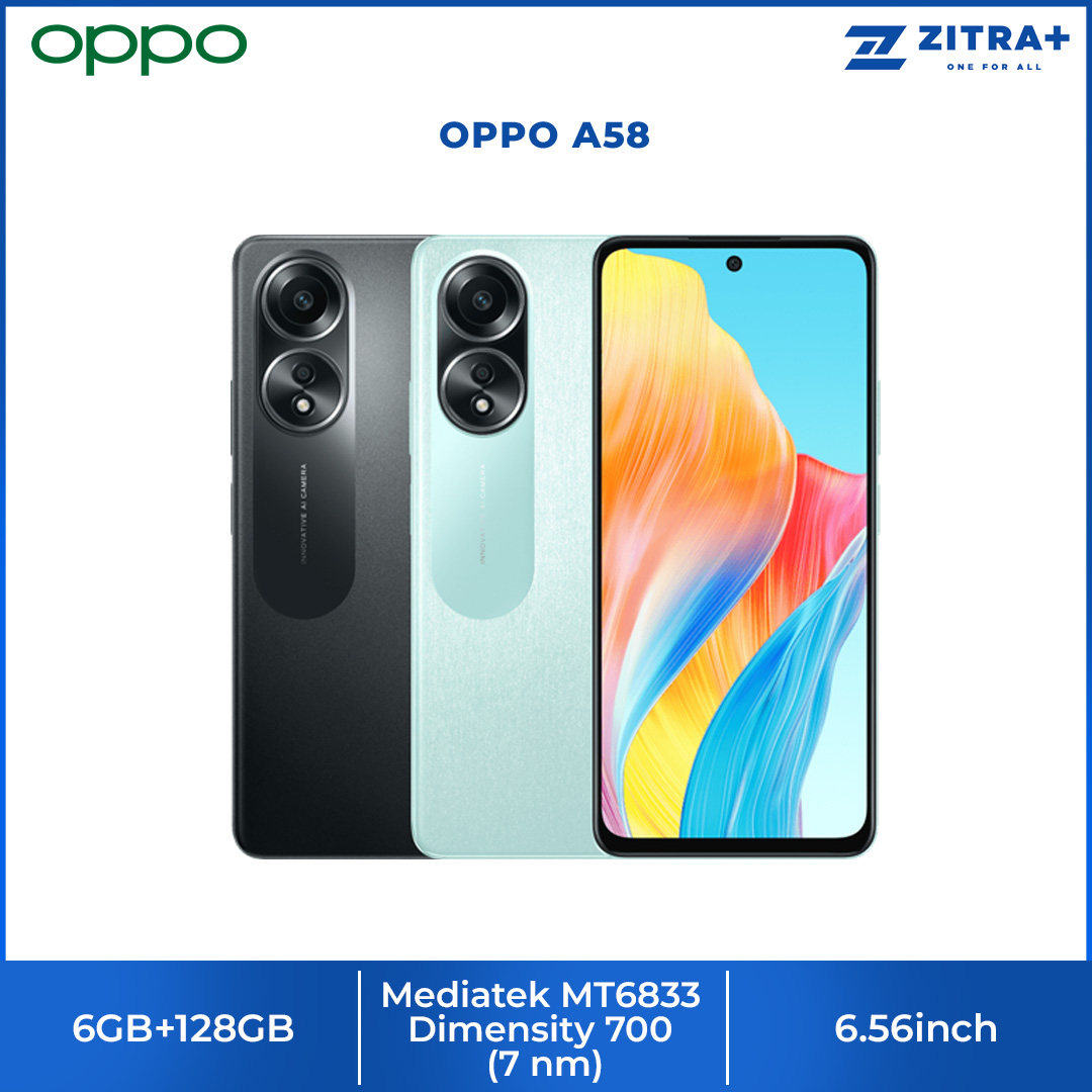 OPPO A58 6GB+128GB | 6.72" FHD+ Sunlight Display | 50MP AI Camera | RAM Expansion | ColorOS 13.1 | Smartphone with 1 Year Warranty