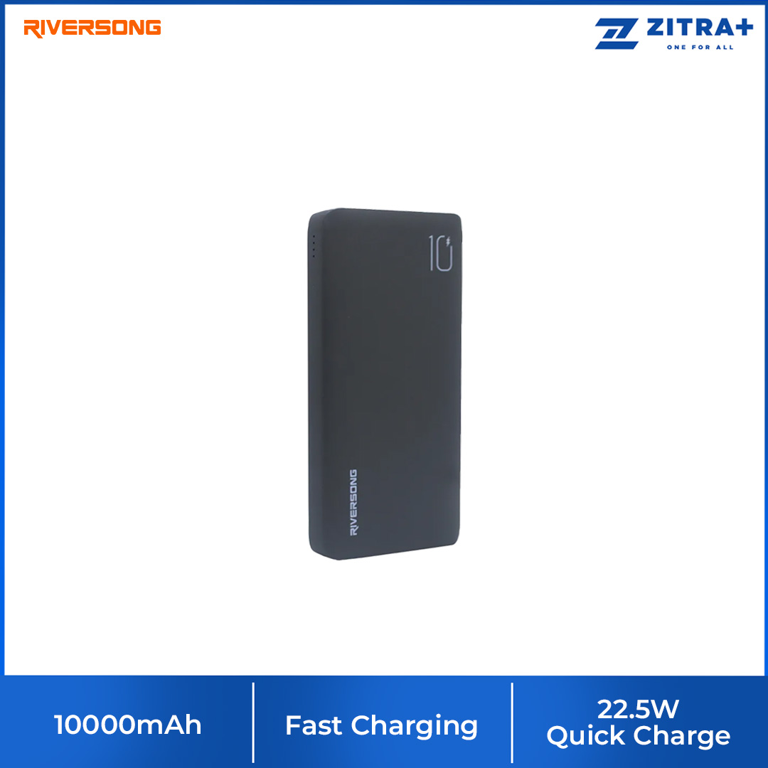 RIVERSONG 10000mAh Vision 10 Pro Ultra Compact Power Bank PB68 Pro | 3A Fully Compatible Fast Charging | 22.5W High Speed | Power Bank with 1 Year Warranty