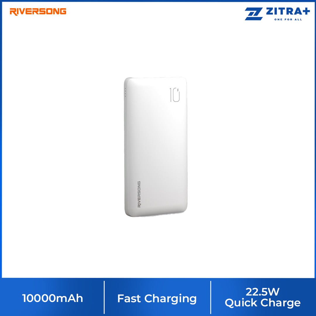RIVERSONG 10000mAh Vision 10 Pro Ultra Compact Power Bank PB68 Pro | 3A Fully Compatible Fast Charging | 22.5W High Speed | Power Bank with 1 Year Warranty