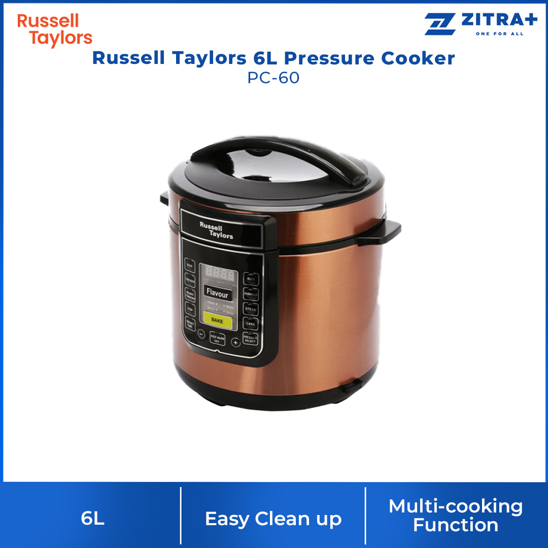 Russell Taylors 6L Pressure Cooker | Express Cooking | Multi-Cooking Function | LED Display | Cooker with 2 Year Warranty