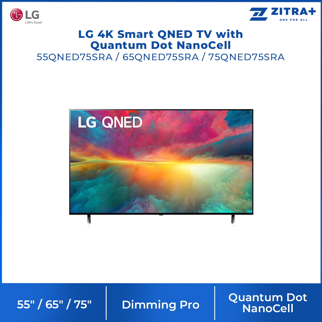 LG 4K 55"/65"/75" Smart QNED TV with Quantum Dot NanoCell QNED75 | 55QNED75SRA/65QNED75SRA / 75QNED75SRA | ThinQ AI | Smart TV with 2 Year Warranty
