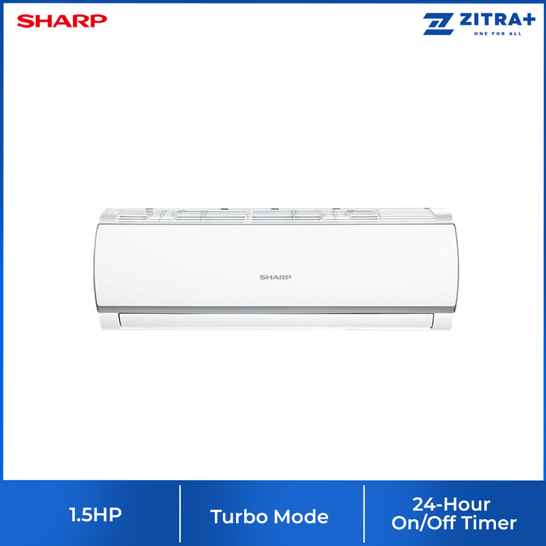 SHARP 1.0HP/1.5HP/2.0HP/2.5HP R32 Non-Inverter Wall Mount Air Conditioner | Auto & 3-Step Fan speed Setting | 24-Hour On/Off Timer | Turbo Mode | Sleep Mode | Air Conditioners with 1 Year Warranty