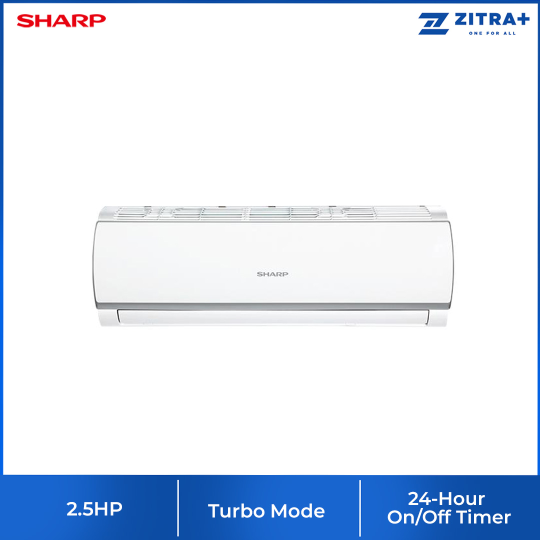 SHARP 1.0HP/1.5HP/2.0HP/2.5HP R32 Non-Inverter Wall Mount Air Conditioner | Auto & 3-Step Fan speed Setting | 24-Hour On/Off Timer | Turbo Mode | Sleep Mode | Air Conditioners with 1 Year Warranty