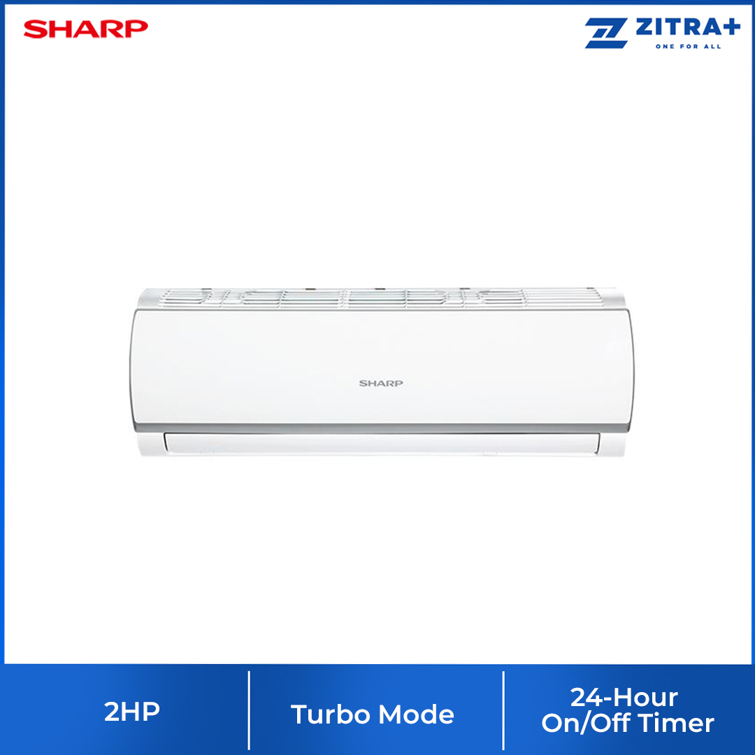 SHARP 1.0HP/1.5HP/2.0HP/2.5HP R32 Non-Inverter Wall Mount Air Conditioner | Auto & 3-Step Fan speed Setting | 24-Hour On/Off Timer | Turbo Mode | Sleep Mode | Air Conditioners with 1 Year Warranty