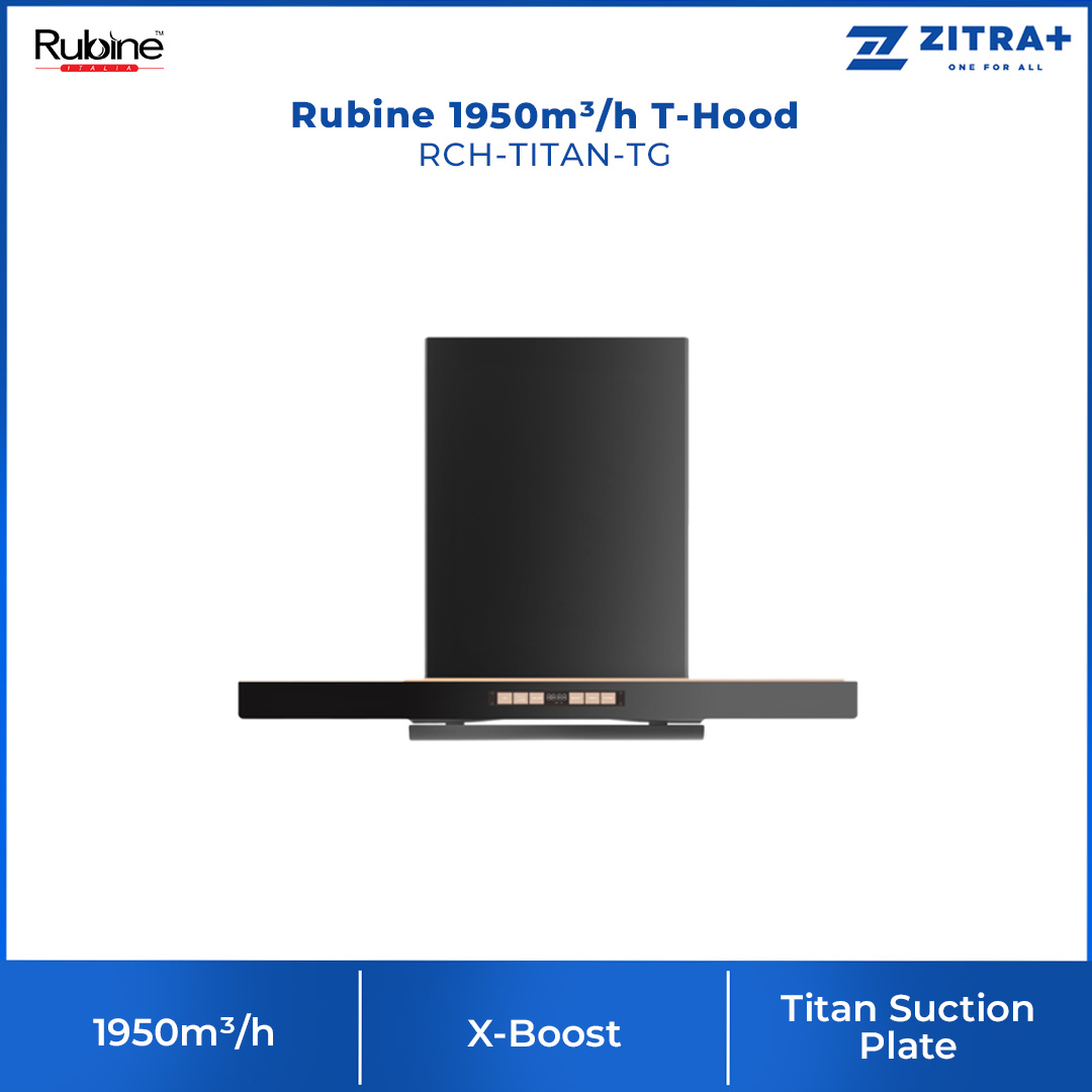 Rubine 1950m³/h T-Hood RCH-TITAN-TG  | 2+1 Extraction Speed | Titan Suction Plate | Air Exchange | Hood with 1.5 Year Warranty