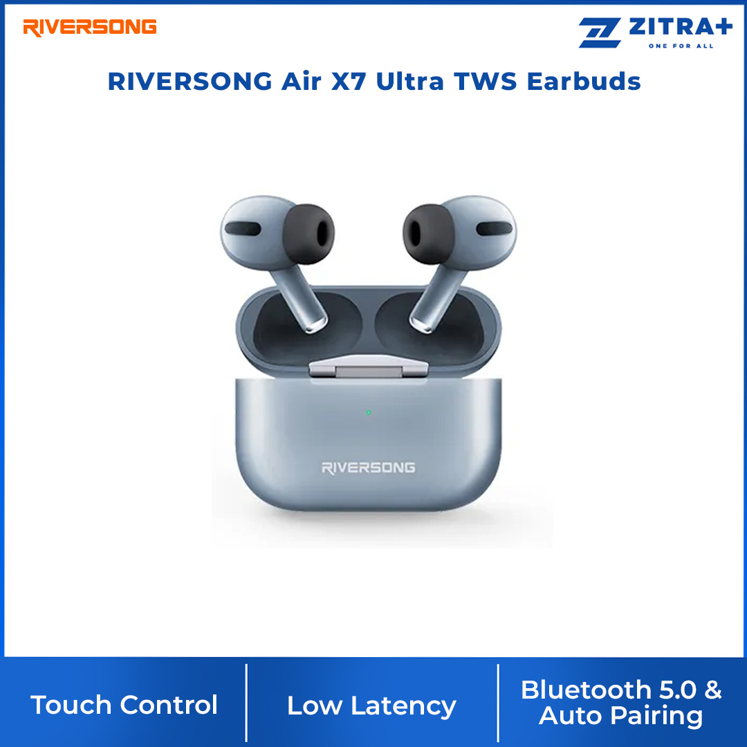 RIVERSONG Air X7 Ultra TWS Earbuds | Stereo Sound | Touch Control | Bluetooth 5.0 | Wireless Charging | In-ear Detection | Earbuds with 1 Year Warranty