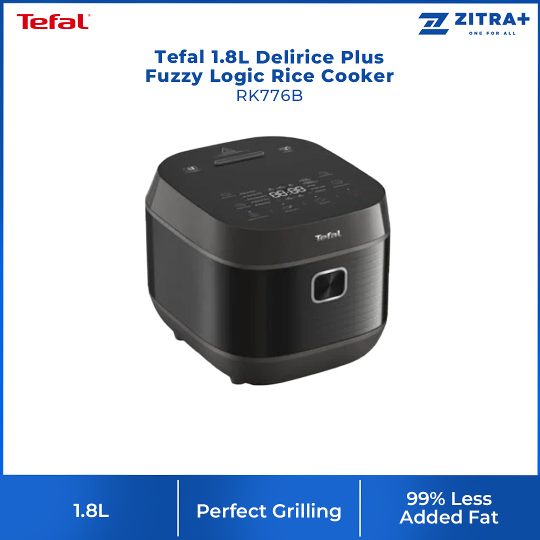 Tefal 1.8L Delirice Plus Fuzzy Logic Rice Cooker RK776B | 14 Cooking Programs | 12-hour Keep Warm Feature | Touch Screen Control Panel | Cooker with 2 Year Warranty