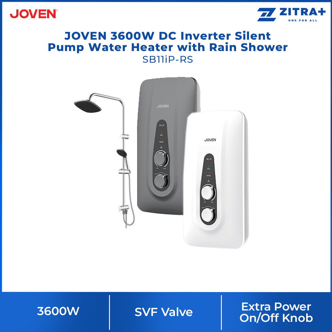 JOVEN 3600W DC Inverter Silent Pump Water Heater with Rain Shower SB11iP-RS | 5 Spray Showerhead | SFS Technology | Durable Copper Heating Element | Water Heater with 1 Year Warranty 