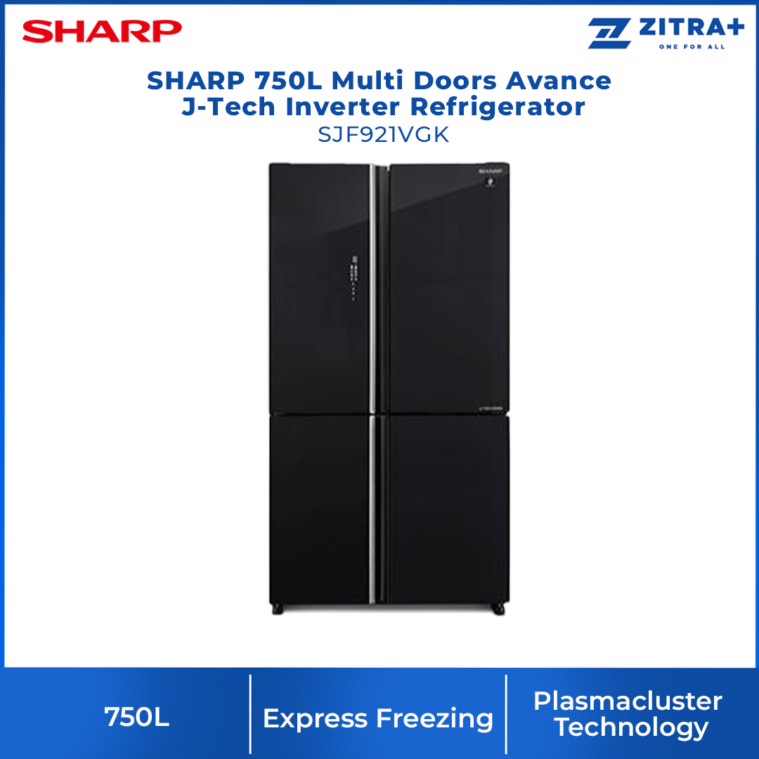 SHARP 750L Multi Doors Avance J-Tech Inverter Refrigerator SJF921VGK | Deep Freezing | Extra Cool Plus | Eco Mode | Door Alarm | Refrigerator with 1 Year Warranty