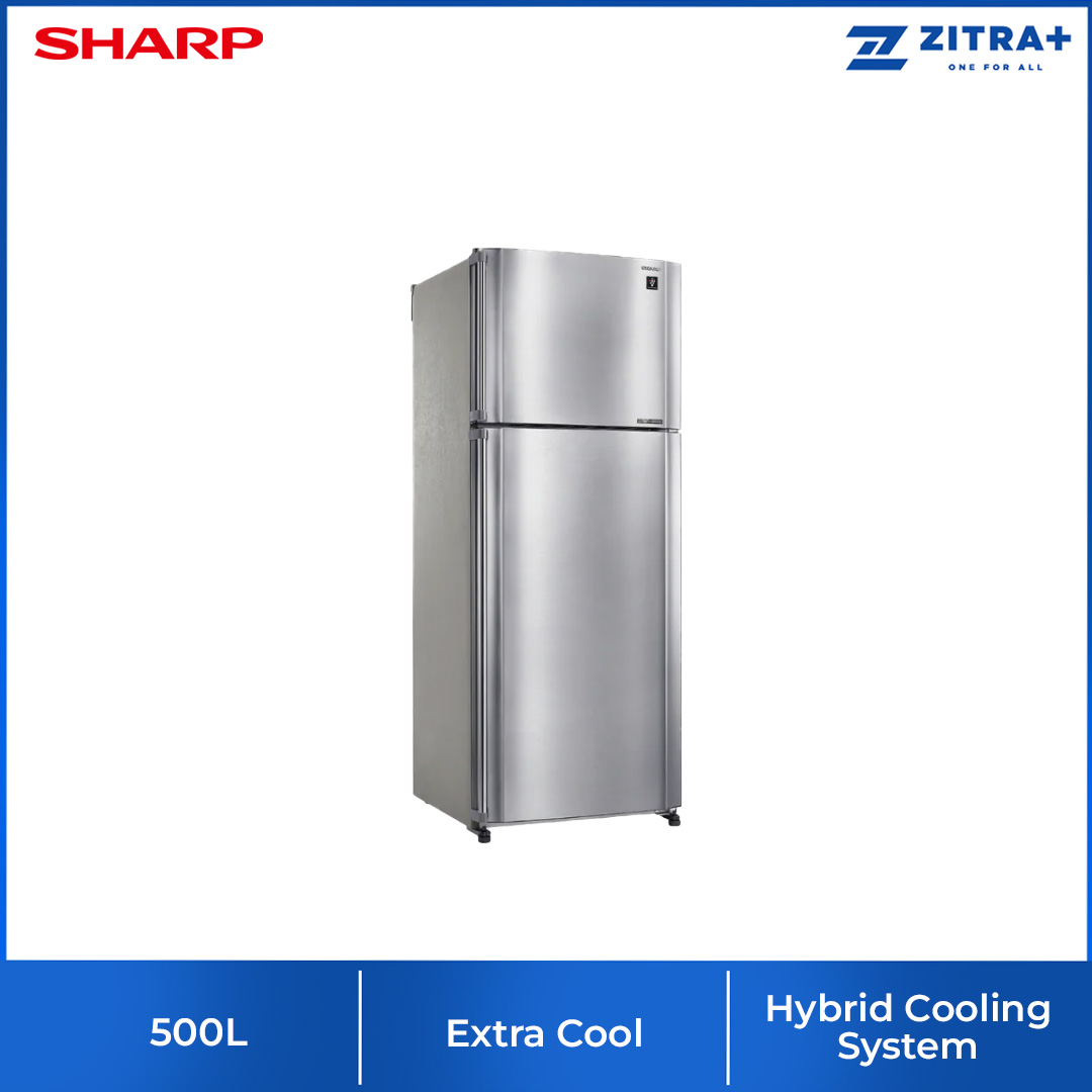SHARP 500L 2 Doors Top Mount Pelican J-Tech Inverter Refrigerator SJP50MS | Express Freezing | Extra Cool | Moist Fresh | Refrigerator with 1 Year Warranty