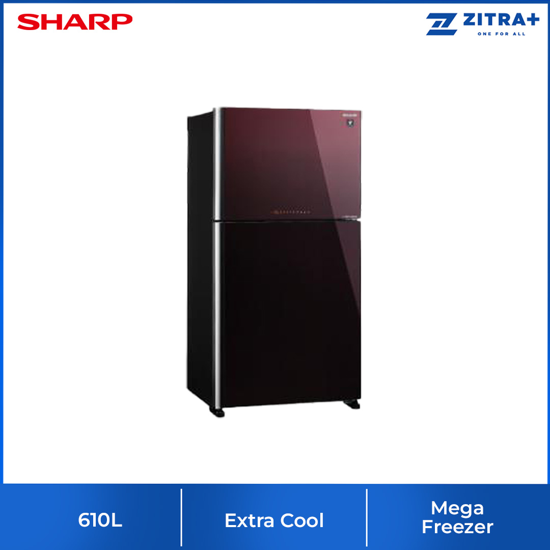 SHARP 2 Doors Top Mount Pelican J-Tech Inverter Refrigerator SJP682MFGM/SJP882MFGM | Extra Cool | Eco Mode | Door Alarm | Deep Freezing | Refrigerator with 1 Year Warranty